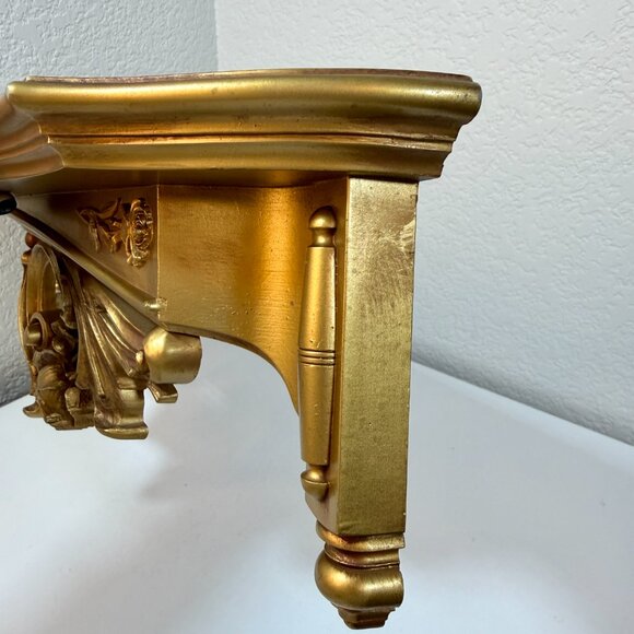Vtg Dart Ind. Wall Shelf #3056 Gold Ornate Hollywood Regency MCM Roses Gilt USA - Picture 14 of 16